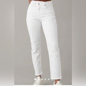 American Eagle “Moms Jeans” White Straight Regular Length Leg